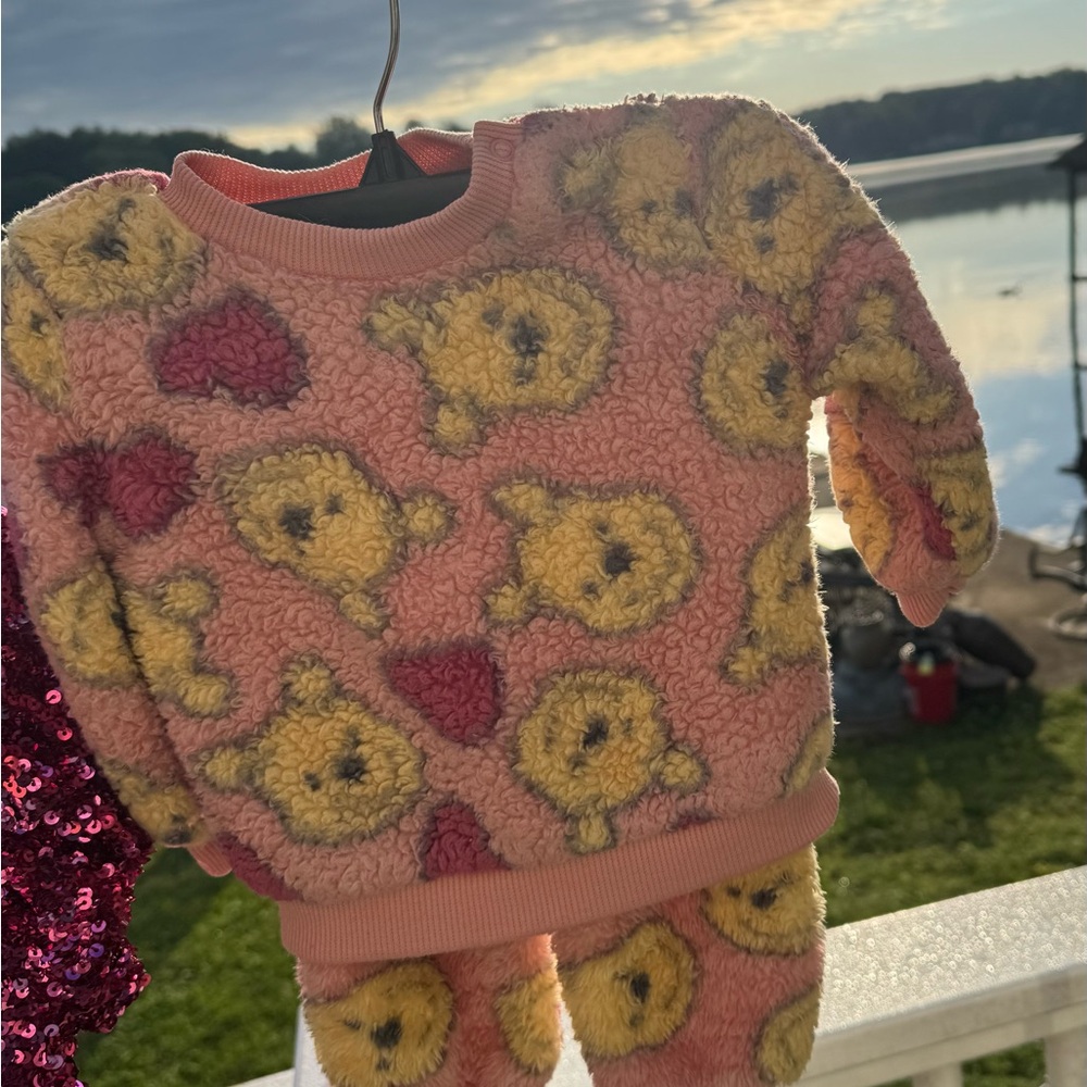 Pink and Yellow Teddy Bear Fleece Set